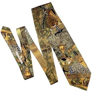 MARJA KURKI Race Car MOBIL Necktie Tan Gold Brown Gray